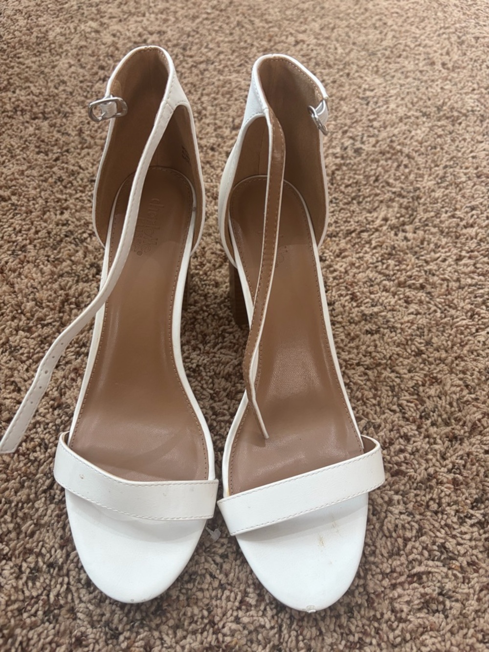 Charlotte Russe White Open-Toe Ankle-Strap Heels